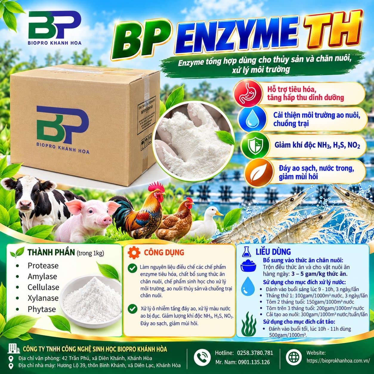 Biopro Khánh Hòa - Chuyên cung cấp nguyên liệu vi sinh và enzyme tổng hợp